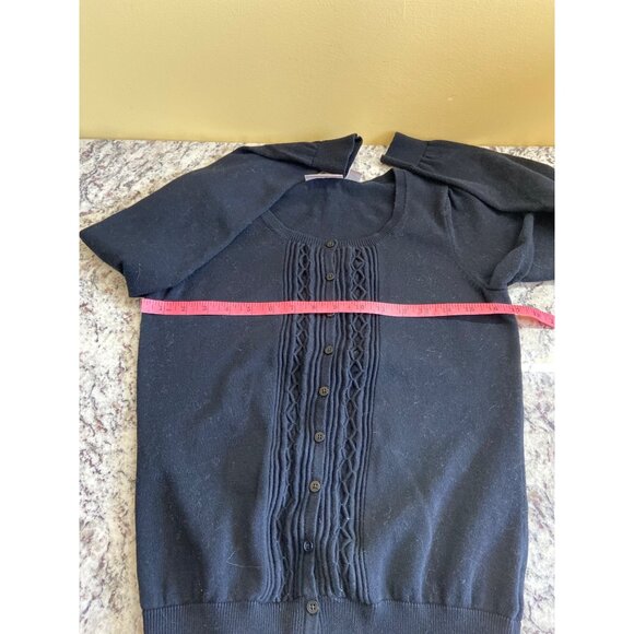 Croft Barrow Womens Cardigan Sweater Small Black Cotton Button-Front Y2K Career - Picture 8 of 11